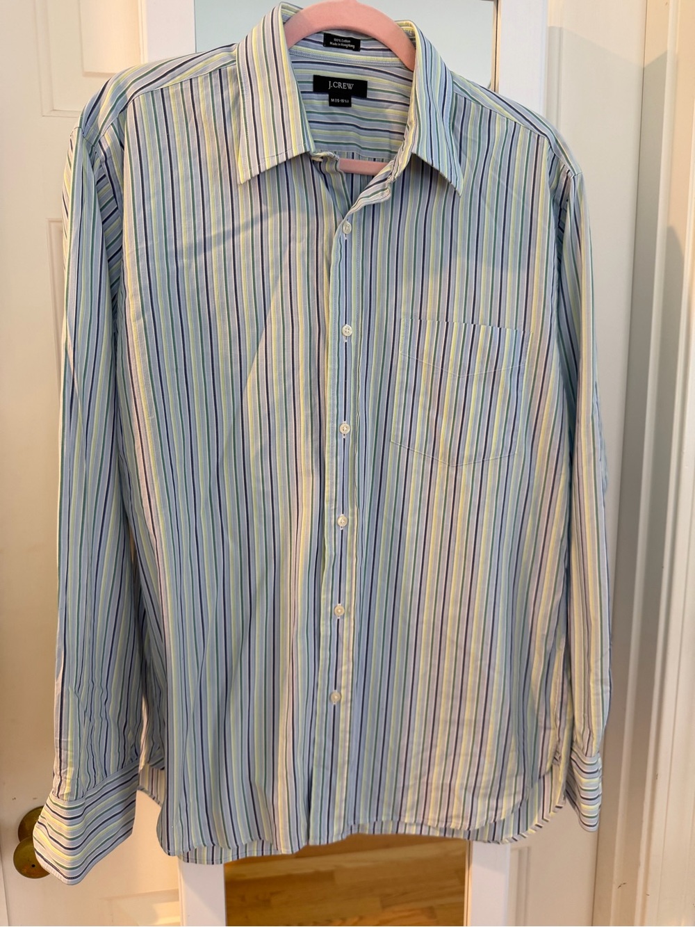 J. Crew Men's Multicolor Stripe Dress Shirt - Blue, Green, White